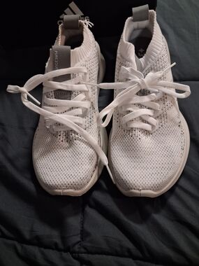 MensWhite Knit Athletic Sneakers - Brand: adidas
